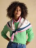 Thumbnail 1 of Joules Women's Bloomfield Square 100% Silk Scarf - Cream & Navy Printed