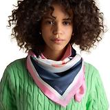Thumbnail 1 of Joules Women's Bloomfield Square 100% Silk Scarf - Cream & Navy Printed