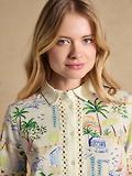 Thumbnail 6 of Joules Women's Isobel Crochet Trim Shirt - Coastal Scene Print