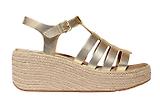 Thumbnail 1 of FitFlop Women's PLATFFORMS Espadrille Metallic-Leather Fisherman Wedge Sandals - Platino