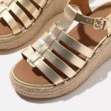 Thumbnail 3 of FitFlop Women's PLATFFORMS Espadrille Metallic-Leather Fisherman Wedge Sandals - Platino