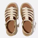 Thumbnail 4 of FitFlop Women's PLATFFORMS Espadrille Metallic-Leather Fisherman Wedge Sandals - Platino