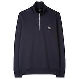 Thumbnail 1 of PS By Paul Smith Men's Cotton Zebra Logo Zip-Neck Sweatshirt - Navy