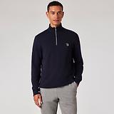 Thumbnail 2 of PS By Paul Smith Men's Cotton Zebra Logo Zip-Neck Sweatshirt - Navy