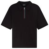 Thumbnail 1 of PS By Paul Smith Men's 'Sports Stripe' Zip Knitted Cotton Polo Shirt - Black
