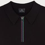 Thumbnail 2 of PS By Paul Smith Men's 'Sports Stripe' Zip Knitted Cotton Polo Shirt - Black