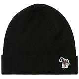 Thumbnail 1 of Paul Smith Men's Zebra Logo Ribbed Lambswool Beanie Hat - Black
