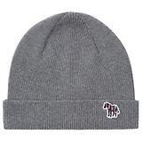 Thumbnail 1 of Paul Smith Men's Zebra Logo Ribbed Lambswool Beanie Hat - Grey