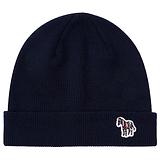 Thumbnail 1 of Paul Smith Men's Zebra Logo Ribbed Lambswool Beanie Hat - Navy