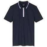 Thumbnail 1 of Paul Smith Men's Zip-Neck Polo Shirt With Contrast Tipping - Navy