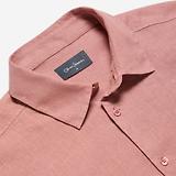 Thumbnail 2 of Oliver Sweeney Men's Somerton Garment Dyed Linen Short-Sleeved Shirt - Rosewood