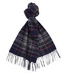 Thumbnail 1 of Barbour New Check Tartan Scarf - Lambswool & Cashmere Mix - Navy/Dark Ginger