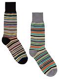 Thumbnail 1 of Paul Smith Men's Signature Stripe Socks - 2 Pack - Black & Grey - One Size