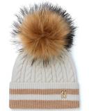 Thumbnail 1 of Holland Cooper Zoe Beanie Bobble Hat - Cream Stripe