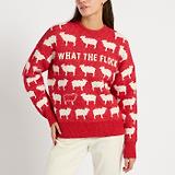 Thumbnail 2 of Joules Women's What The Flock Intarsia Jumper - Red