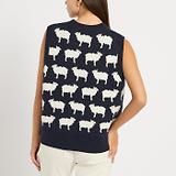 Thumbnail 4 of Joules Women's What The Flock Crew Neck Intarsia Knitted Vest - Navy