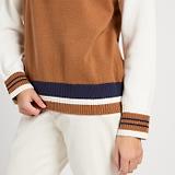 Thumbnail 4 of Joules Women's Varsity Colourblock Quarter Zip Jumper - Tan Brown
