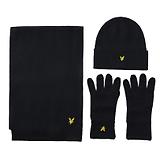 Thumbnail 1 of Lyle & Scott Men's Checked Scarf And Beanie Gift Set - Dark Navy