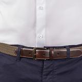 Thumbnail 2 of Dents Men's Woven Stretch Belt with Antique Brushed Gold Buckle - Olive