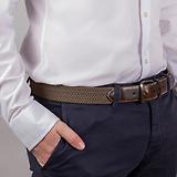 Thumbnail 3 of Dents Men's Woven Stretch Belt with Antique Brushed Gold Buckle - Olive