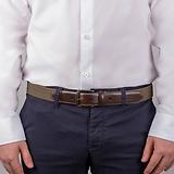 Thumbnail 4 of Dents Men's Woven Stretch Belt with Antique Brushed Gold Buckle - Olive