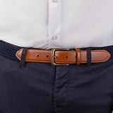 Thumbnail 2 of Dents Men's Woven Stretch Belt with Antique Brushed Gold Buckle - Navy