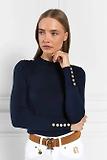 Thumbnail 6 of Holland Cooper Women's Buttoned Knit Crew Neck - Ink Navy