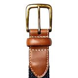 Thumbnail 5 of Dents Men's Woven Stretch Belt with Antique Brushed Gold Buckle - Navy