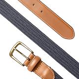 Thumbnail 6 of Dents Men's Woven Stretch Belt with Antique Brushed Gold Buckle - Navy